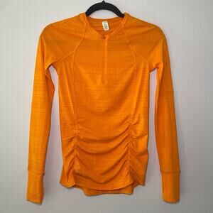 Athleta Bright Orange Long Sleeve Quarter Zip Running Top Women's size XXS